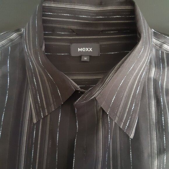 ⚡️BUY 3 for $55⚡️ MEXX SZ M Men's Black & White Striped Button Up Dress Shirt - Picture 2 of 14